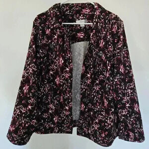 Cj Banks 2X Work Casual Button Down Maroon Long Sleeve Jacket.